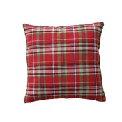 18" Square Woven Cotton Pillow with Tartan Plaid Pattern