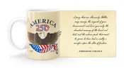 Abraham Lincoln Quote "I pray that our Heavenly Father may assuage the anguish of your bereavement" with America250™ Logo Mug