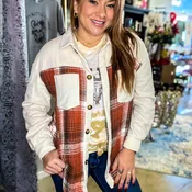 Fleece Plaid Shacket Beige