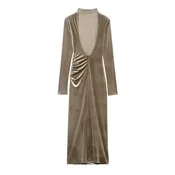 Backless Ruched Velvet Maxi Dress