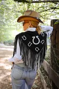 Horseshoe Black & White Two Tone Fringe Shrug
