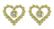 0.06ct tw Heart Shaped Open Heart Beaded Gold Design Diamond Stud Earrings