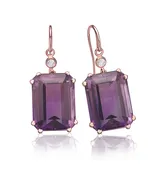 Amethyst Emerald Cut Earrings in Rose Gold
