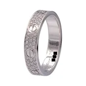 Cartier Love Ring Paved in 18K White Gold with Diamonds 4mm 5.25 US / 50 EU