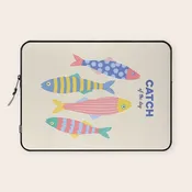 Catch of the Day - Playful Retro Sardine in fun stripes and dots Laptop Sleeve