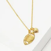 18K Gold White Gold Dipped Football Necklace