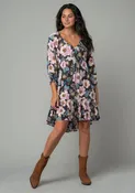 Floral 3/4 Sleeve Dress (FINAL SALE)