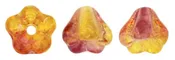 4X6mm Czech Glass Baby Bell Flower, Transparent Fuchsia/Lemon Coat