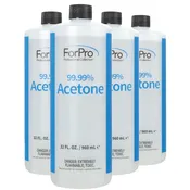 ForPro 99.99% Acetone 32 Ounce, Pack of 4