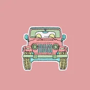 Beach Jeep Pastels Embroidered Iron-On Patch