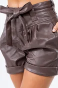 Faux Leather Short with Belt and Cuff - M