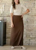 Clarise Chocolate Brown Knit Maxi Skirt