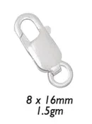 10/Pk of 16 x 6 MM Sterling Silver Lobster Clasps w/ Ring