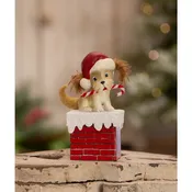 Bethany Lowe 5.75" Christmas Puppy on Box Vintage Christmas Decoration TL3368