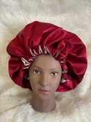 Burgundy XL Satin Elastic Bonnet