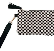 Emma Woven Checkered Clutch Wristlet