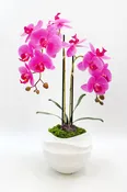 23" Faux White Orchid Flower Arrangement | Realistic White Floral Display by Fiori Sempre