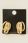 Abstract Oval Gold Link Stud Earrings