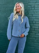 All Day Comfort Denim Button Jacket