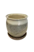 Handmade Ceramic Indoor Planter with Drainage Tray – Modern Stoneware Plant Pot for Houseplants, Succulents & Home Decor