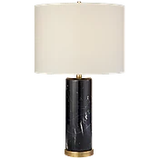 Black Marble Table Lamp with Linen Shade — Page Home Design