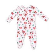 Bows & Candy Canes - 2 Way Ruffle Back Zipper Footie