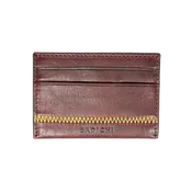 Burgundy Denim Leather Card Case
