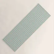 Blue geometric gingham grid art pattern Yoga Mat