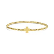 Beaded Stretch Bracelet with Single Gold Cross