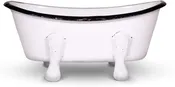 Farmhouse White Enameled Metal Bathtub Soap Dish