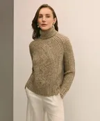 Alpaca-Wool Blend Relaxed Shimmer Turtleneck Sweater
