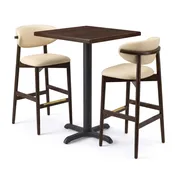 2-Seat Ruby Walnut Bar-Height Restaurant Set with Beech Top