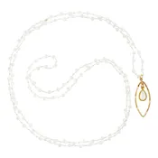 APRIL Birthstone: Crystal Quartz Women’s Delicate 36” Loose-Knot Faceted Necklace w/Gold Marquise Pendant