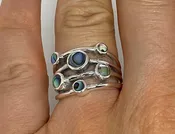 Antique Abalone  Filigree Sterling Silver Ring