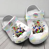 Hippie Peace Gnome Crocs | Tie Dye Guitar &amp; Rainbow Mandala Shoes