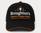 Broughton’s Sports & Trophy World Black Baseball Cap – Adjustable Sports Hat