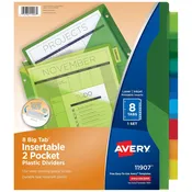 Wholesale Avery Dividers for 3 Ring Binders, 8-Tab Sets, Two-Pocket Plastic Binder Dividers with Tabs, Multicolor, 1 Set (11907)