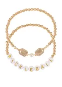 Pickleball Bracelet – 2 Layer Charm Bracelet with Pickleball Paddles and Letter Beads