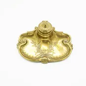 Antique Cast Brass Ink & Pen Set - 2" Tall
