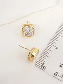 14k Gold Dipped Cushion Cut CZ Stud Earrings