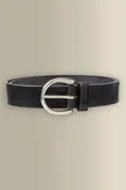 Black Oval Buckle Leather Belt