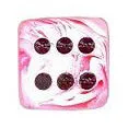 12mm Round Corner Mini Swirl Opaque Dice - Pink With Black Dots