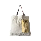 British Postal Canvas Purse/Bag with Military Ammo Pack Outer Pocket, Silver Silk Interior