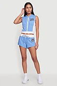 25 Graphic Contrast Trim Drawstring Waist Shorts