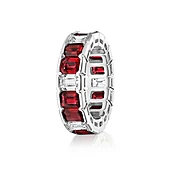 EMERALD CUT RUBY AND DIAMOND RING, 7.48 Carats