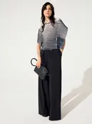 Black pleated straight blouse
