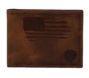 Ariat Men's Flag & Shield Logo Bifold Wallet - Chocolate