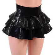 10" Ultra Mini Double Tiered Mini Skirt in Black Mystique