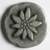 EDELWEISS BUTTON, FULL METAL - 25MM - ANTIQUE TIN