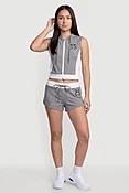 25 Graphic Contrast Trim Drawstring Waist Shorts